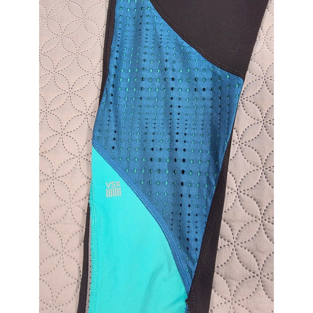 Victoria's Secret VSX Sport Knockout Mesh Leggings Black Teal S Regular - Picture 4 of 7
